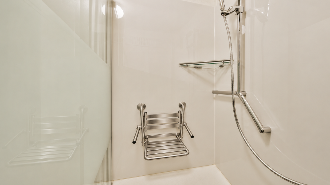 Ducha accesible con asiento abatible